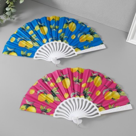 Fan plastic, textiles "Solder of lemons" mix 23 cm-1