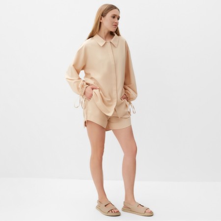 Female set (blouse, shorts) minku: casual collection beige color, river 46-1