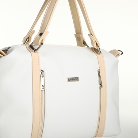 Women's bag 127, 30*10*23, 1 lightning departure, n/pocket, belt long, white+cream-4