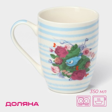Porcelain share mug "Bird in flowers", 350 ml