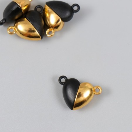 Falling Magnetic Metal "heart" black and gold 2 pcs 1.2x1.2 cm