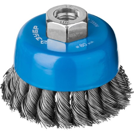 Cup brush "Bison" 35275-080_z02, twisted, steel, wicker bundles 0.5 mm, M14x80 mm