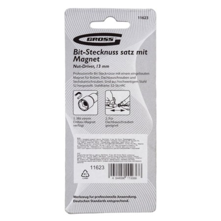 Bit with the end head Gross, Nut-Driver, S2 steel, magnet, 13 mm-3
