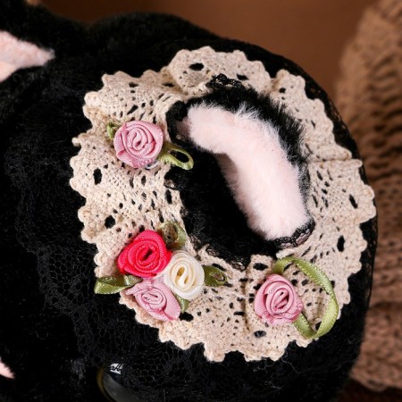Soft toy "cat" with beads, 22 cm, black color-2