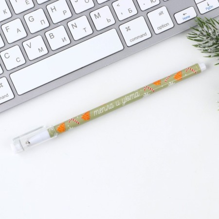 Pen Plastic with a cap “Happy New Year”, blue paste, ball 0.5 mm-2
