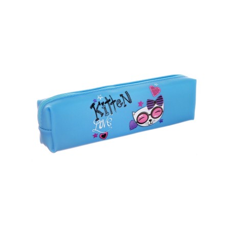 School pencil case on lightning cat blue