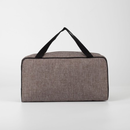 Cosmetic bag on a zipper, with a grid, brown color-1
