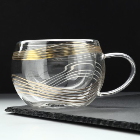 Glass mug with double walls "Geometry", 270 ml-1
