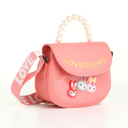 Сумка детская для девочки на клапане, цвет коралл
