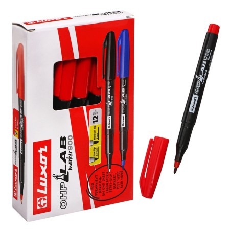 Permanent laboratory marker 1.0 mm Luxor "OHP 900", bullet, red