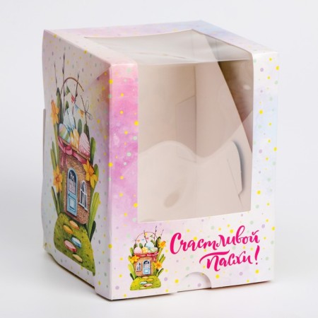 Easter box with the window "Easter house", 12.5 x 9.5 x 9.5 cm