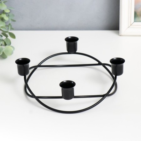 Summary Metal for 4 candles "Round dance" d-2.5 cm black 19x19x7 cm-2