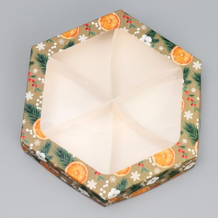 Folding box "needles, cotton, oranges", 23 x 23 x 4 cm, new year-1