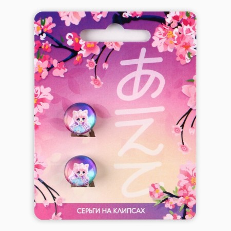 Earrings Clips "Anime", 1 x 1.4 x 1.8 cm-5