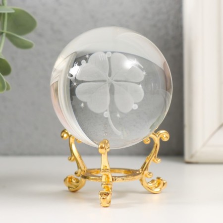 Suvenir glass "Clover" d = 6 cm openwork stand 8.5x6x6 cm-2