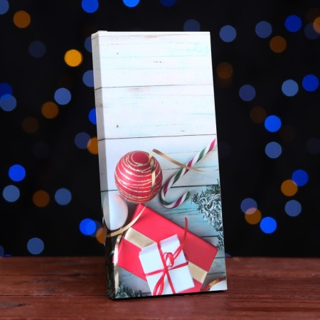 Gift box for tiles of chocolate without a window "Christmas tree with toys", 17.1 x 8 x 1.4 cm