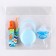Gift set for a boy: holder and container for a dummy + gift, blue color