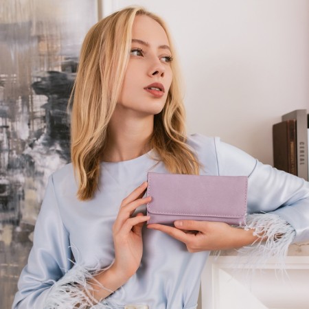 Women's wallet on the button, lilac color-6