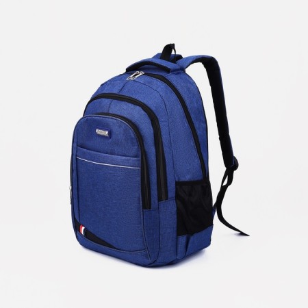 A backpack with a zipper, 2 external pockets, blue color-2