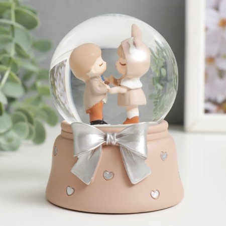 Souvenir Polystone Water Ball Light "Kids - First Love" Mix D = 6.5 cm 9.5x7x7 cm-2