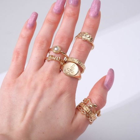Ring set 8 pieces "Nature", size mix, color gold-2