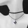 Choker “double” with thread, butterfly, colored in silver, l = 36 cm