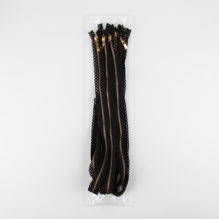 Metal zipper, No. 3, non -proceeding, automatic lock, 60 cm, black/gold color-3