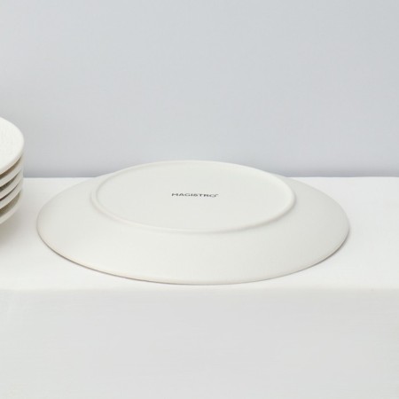 A set of plates of dessert porcelain Magistro Lofty, 6 objects: D = 20 cm, white color-3