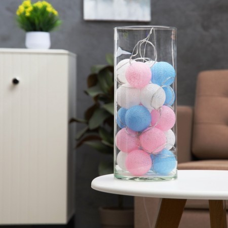 Garland “thread” 5 m with nozzles “pink-blue”, ip20, transparent thread, 20 LED, white glow, 220 V-8