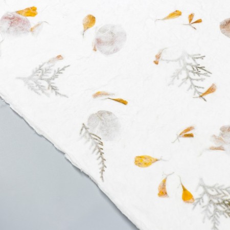 Handmade paper with flowers and herbs "Leaves and Fern" 55x80 cm-1