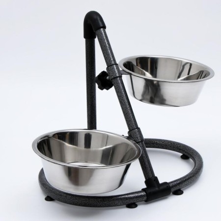 Adjustable multi -level stand with 2 bowls of 2.5 liters