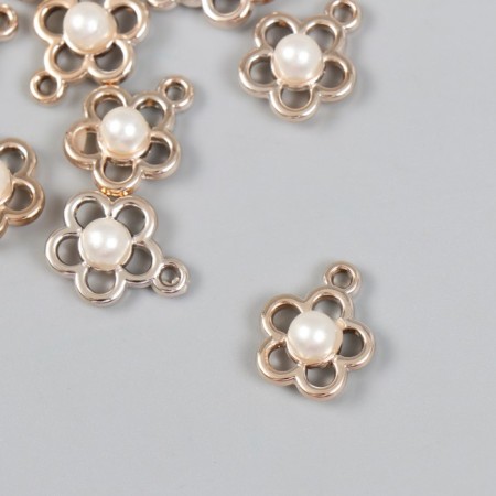 Decor for creativity plastic for metal "Flower with pearls" 1.4x1.6 cm