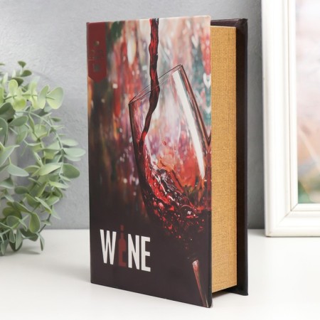 Safe-book wood to the leatherette "wine" 21x13x5 cm-1