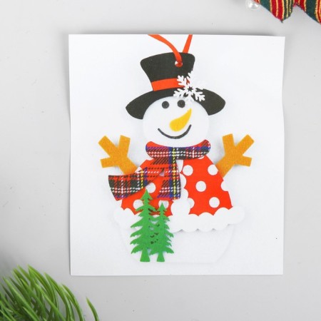Set for creativity - Create a Christmas tree decoration from felt "Snowman with Christmas trees"-2