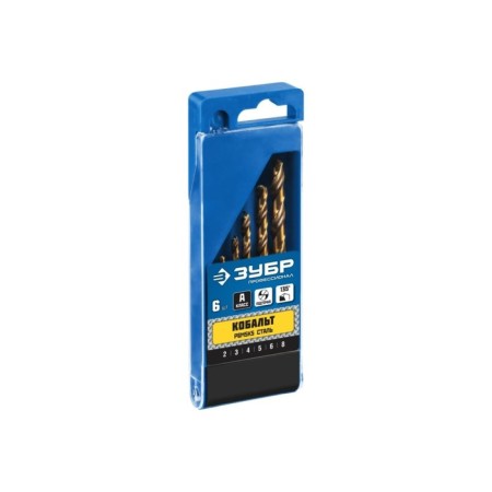Set of drill on metal bison, p6m5k5, cylindrical shank, 2-8 mm, 6 pcs, class a, case-1