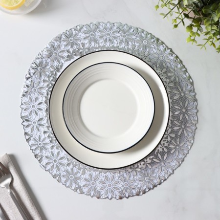 A set of openwork shade “Flowers”, D = 30 cm, 4 pcs, PVC, silver color-4