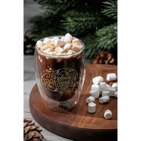 A glass with double walls "Happy New Year", 350 ml