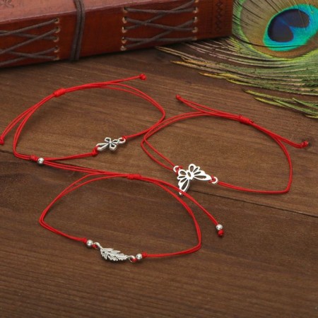 Bracelet-reinforcing "Red thread" set of 12 pcs., Assorted summer, color black silver, d = 6 cm-2