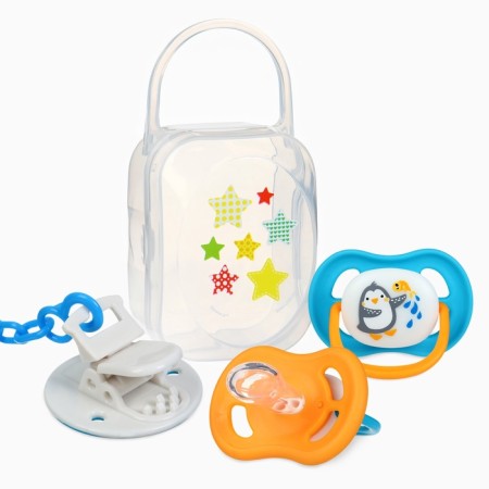 Nipple - anatomical dummy "for a boy" +6 months, 2 pcs., Holder 1 pc. + container.