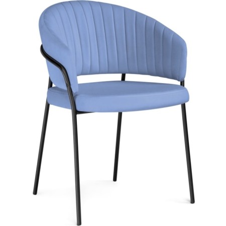 Chair on the metal frame Leo Metal/velor, black/blue 56x52x80 cm