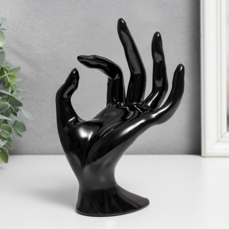 Souvenir polystone stand for jewelry "Hand" black 16.5x8 cm-1