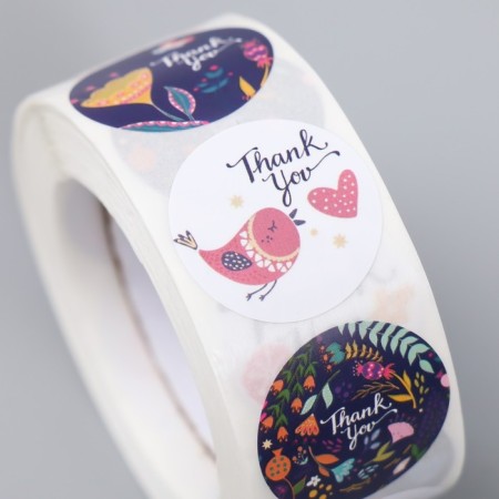 Stick Paper "Bright flowers. Gratitude" d = 2.5 cm 500 pcs in a roll 3x6.5x6.5 cm-3