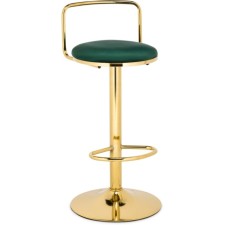Barmot stool Lusia metal/velor, gold/green 38x40x84 cm