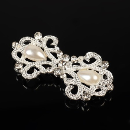 Decorative fastener "Pattern", 6.5 × 3.5 cm, white color