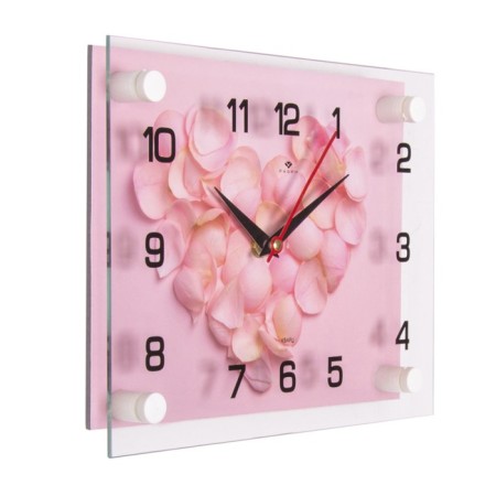 Wall clock, interior: flowers, "heart from rose petals", 20 x 26 cm-1
