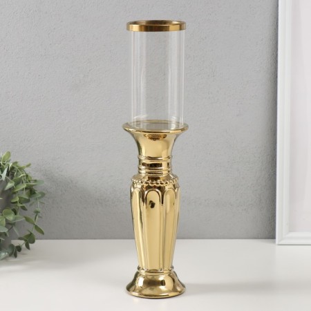 Ceramics candlestick, glass for 1 candle "art" d = 7.5 cm gold 9x9x37.5 cm-1