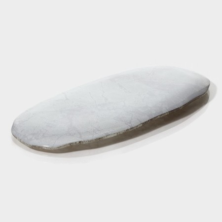 Glass Serving Magistro "Marble", 23.5 × 11 × 0.8 cm, white color-2