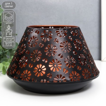 Summary Metal for 1 candle "Chamomile" black with gold 11.5x17x17 cm