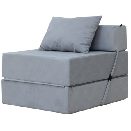 Walked armor-bed "Essen", velor fabric, gray color