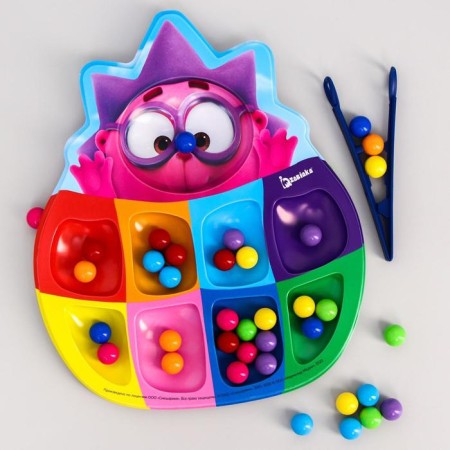 Sorter "Smeshariki: Funny Beads", 8 colors, with tweezers, according to Montessori Methods-1